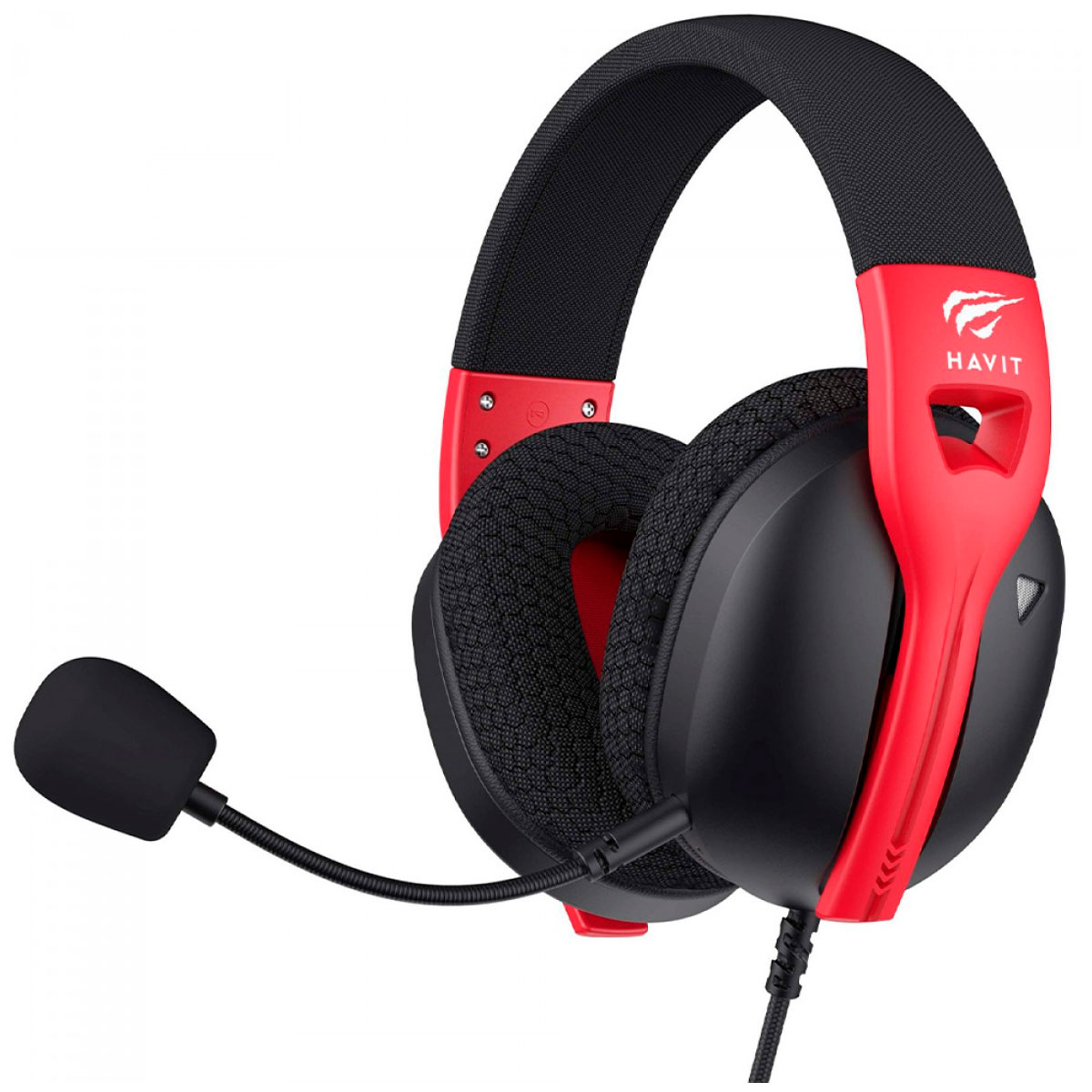 Headset Gamer Havit Fuxi H5D - Drivers 50mm - Microfone - Conexão P2 - Preto e Vermelho - HVGMH-FUXI-H5D-BR