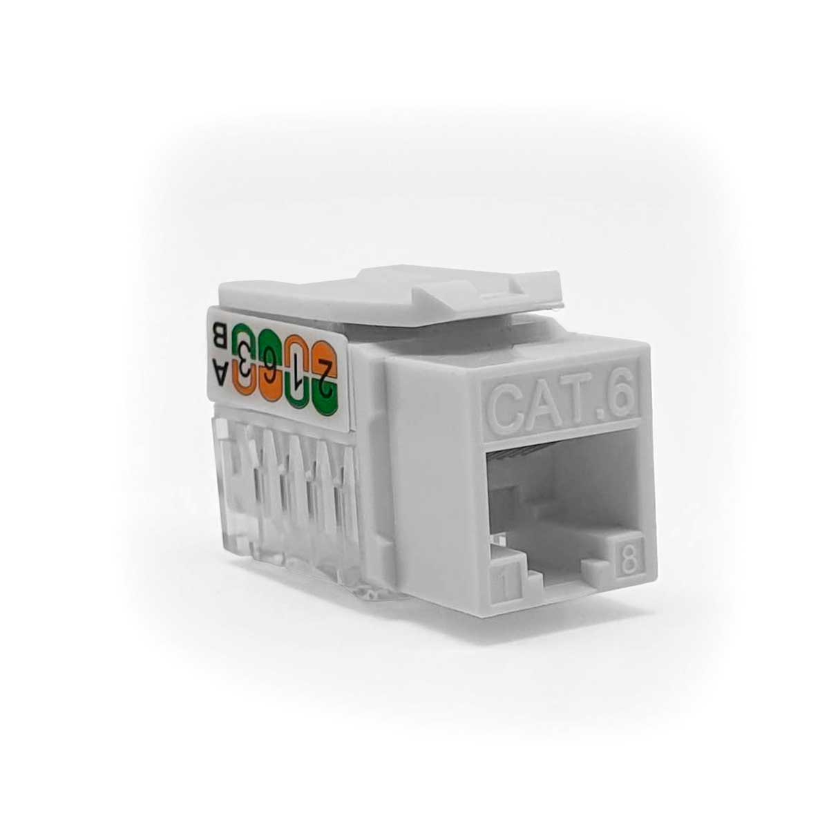 Conector Fêmea RJ45 Cat 6 - Keystone - UTP - 180 Graus - PlusCable - Branco - LA-K60