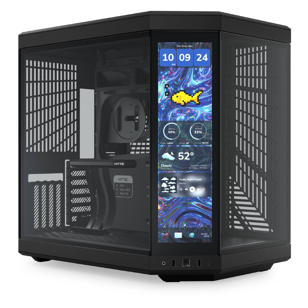 Gabinete Gamer Aquário Hyte Y70 - Tela Touch 15