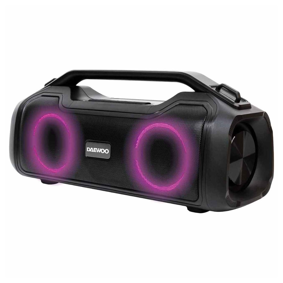 Caixa de Som Portátil Daewoo Power Boombox DW541 - 200W RMS - Função PowerBank - Iluminação RGB - TWS - Comandos via Siri ou Google Assistente