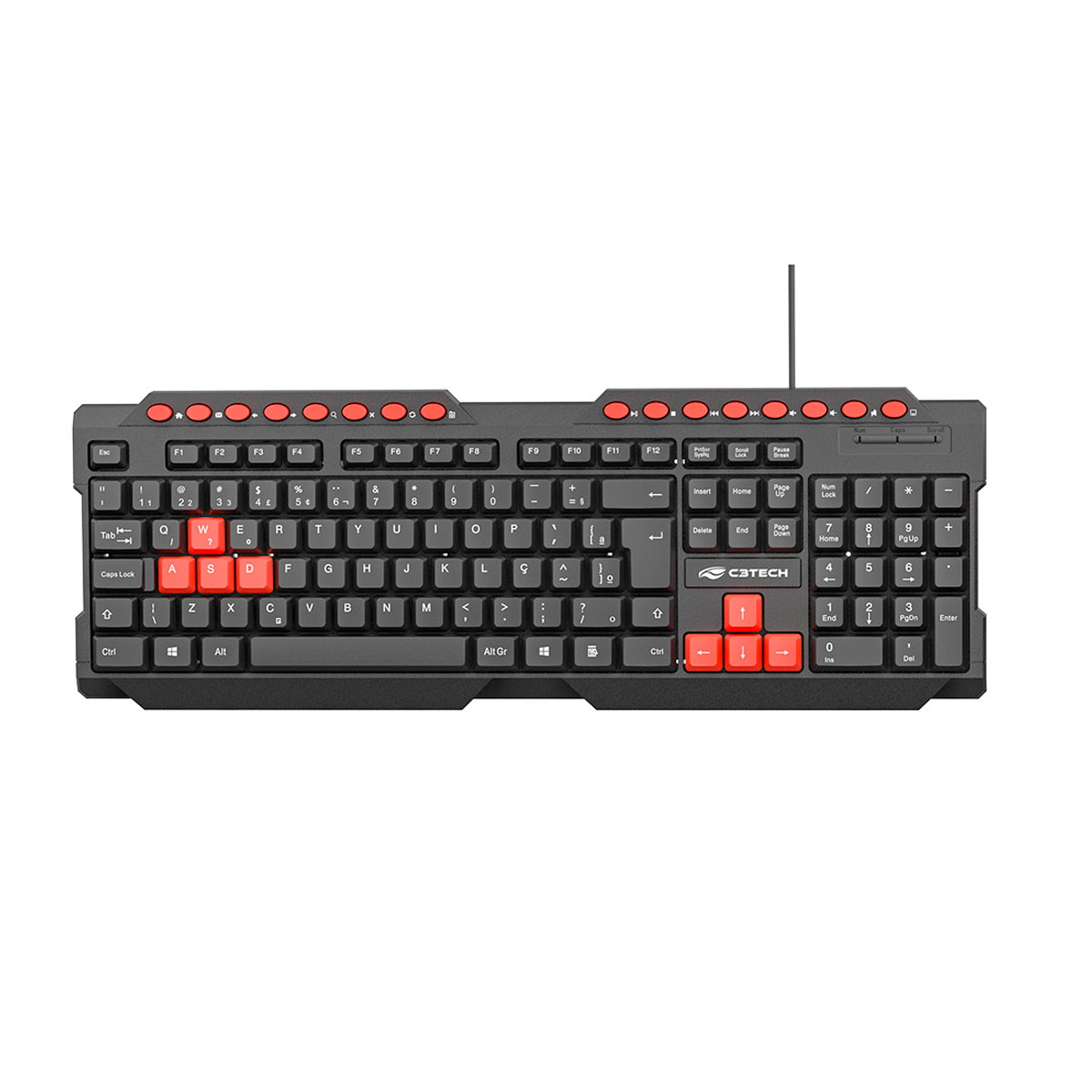Teclado Gamer C3Tech KG-10 V2 - ABNT2 - Teclas Multimídia - KG-10V2BK