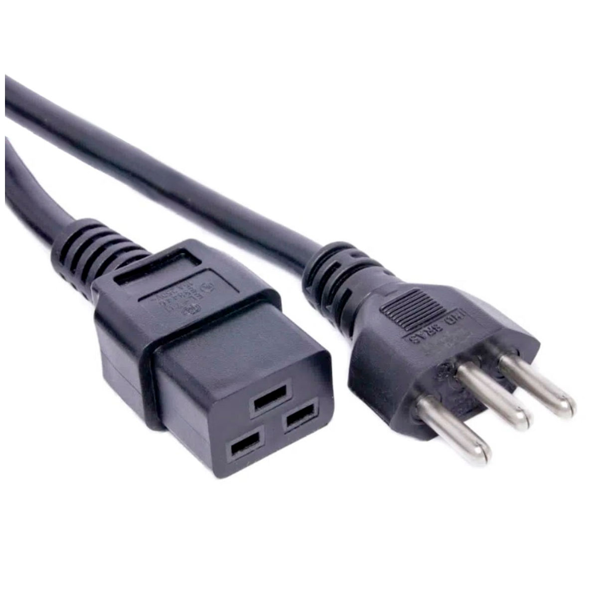 Cabo de Força 1,8 metros IEC C19 - Tripolar - Padrão 3 pinos - 2,5mm / 20A - para Fontes até 1500W
