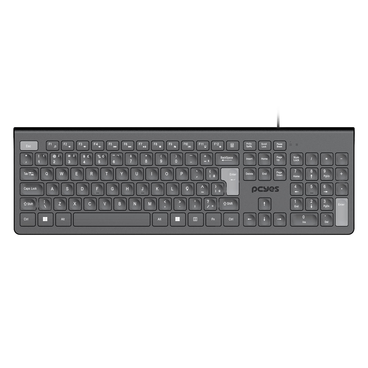 Teclado PCTYes Soft - Teclas Multimídia - ABNT2 - Ergonômico - PTOSF2AB