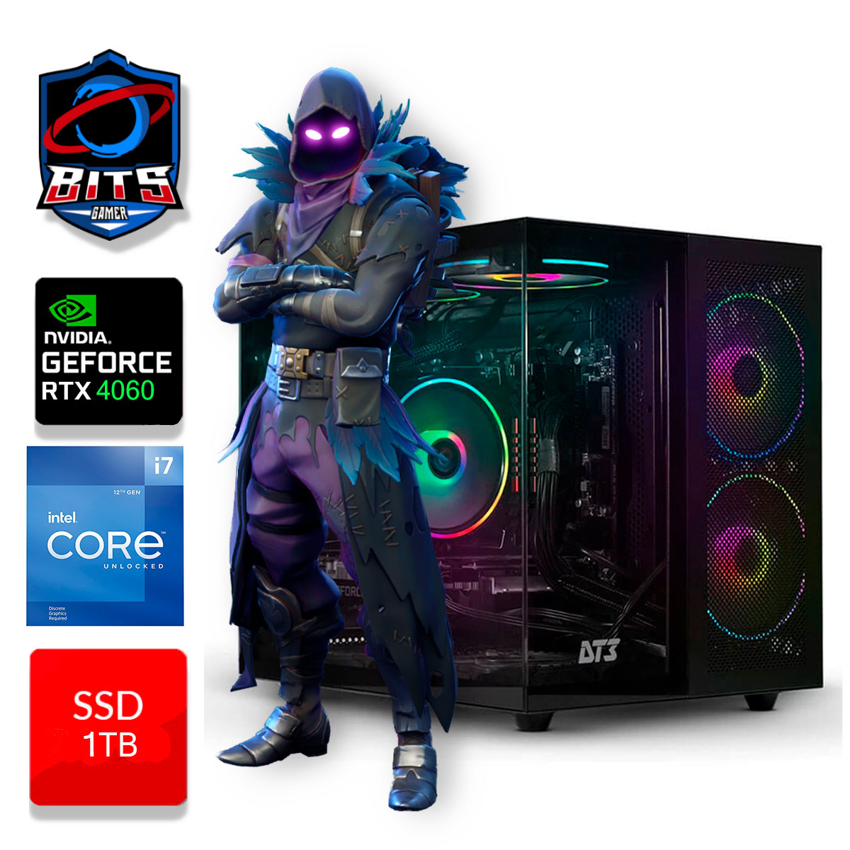 PC Gamer Bits 2025 - Intel i7 12700KF, 16GB, SSD 1TB NVMe, Video GeForce RTX 4060 8GB - Windows 11 Professional