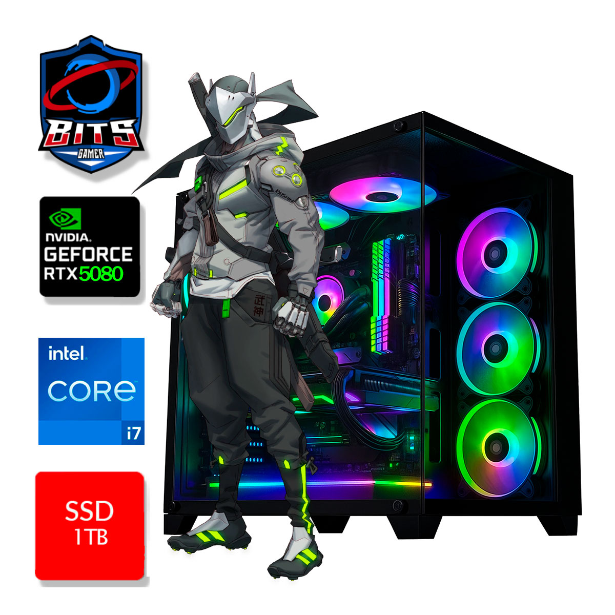 PC Gamer Bits 2025 - Intel i7 14700F, 16GB, SSD 1TB NVMe, Video GeForce RTX 5080 16GB - Windows 11 Professional