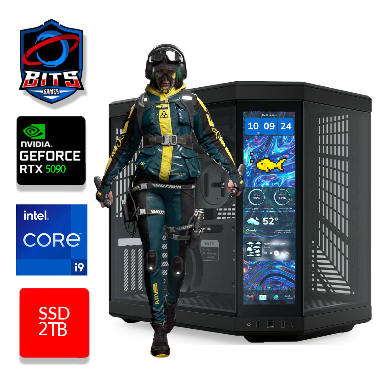 PC Gamer Bits 2025 - Intel i9 14900kF, 64GB, SSD 2TB NVMe, Vídeo GeForce RTX 5090 32GB - Windows 11 Professional