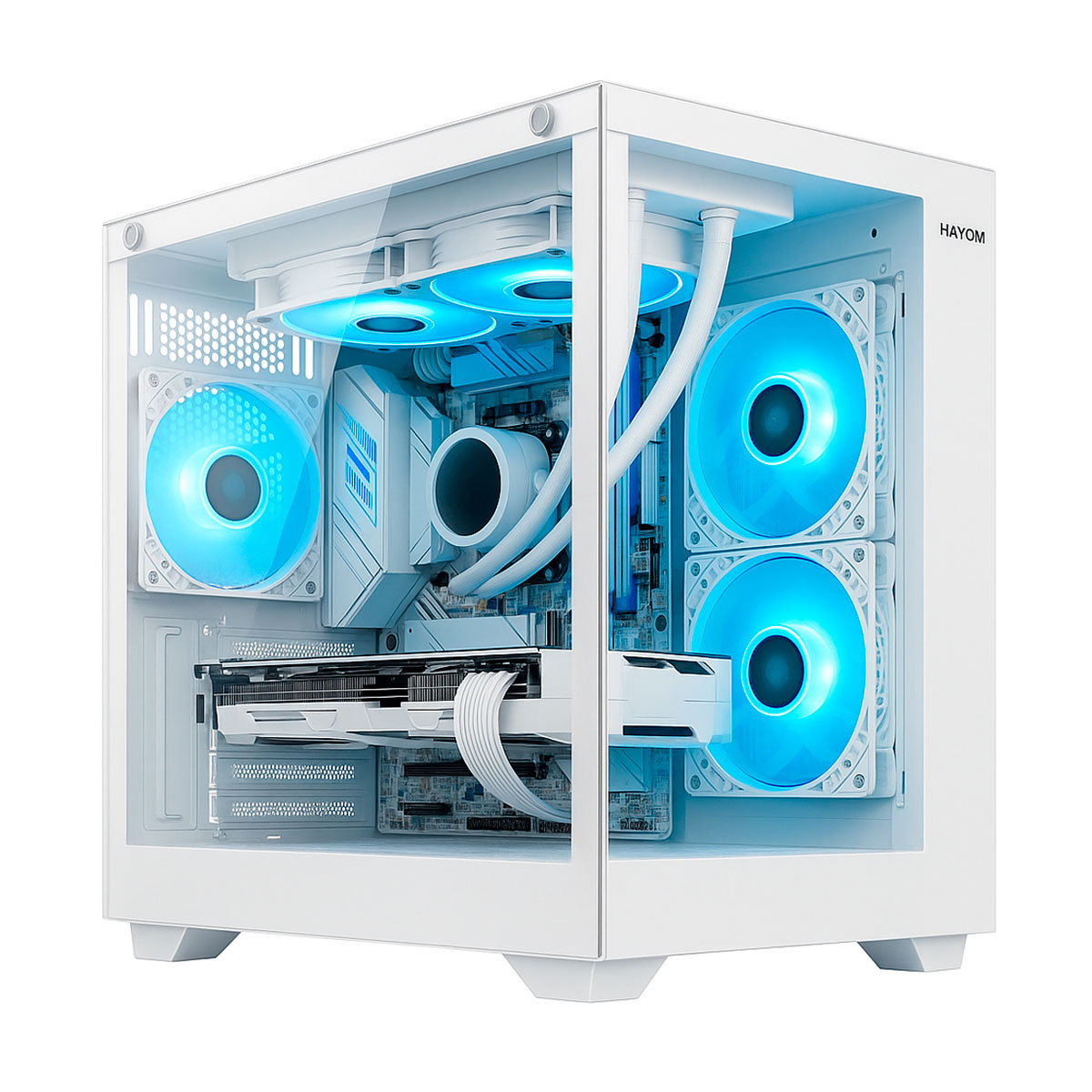 Gabinete Gamer Aquário Hayom GB1791 - Vidro Temperado - Incluso 4 Coolers 120mm - Micro ATX - Branco