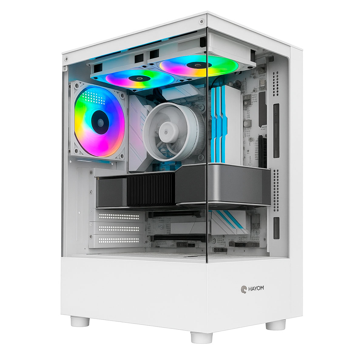 Gabinete Gamer Aquário Hayom GB1793 - Design Torre - Inclusos 3 FANs 120mm - ATX - Branco