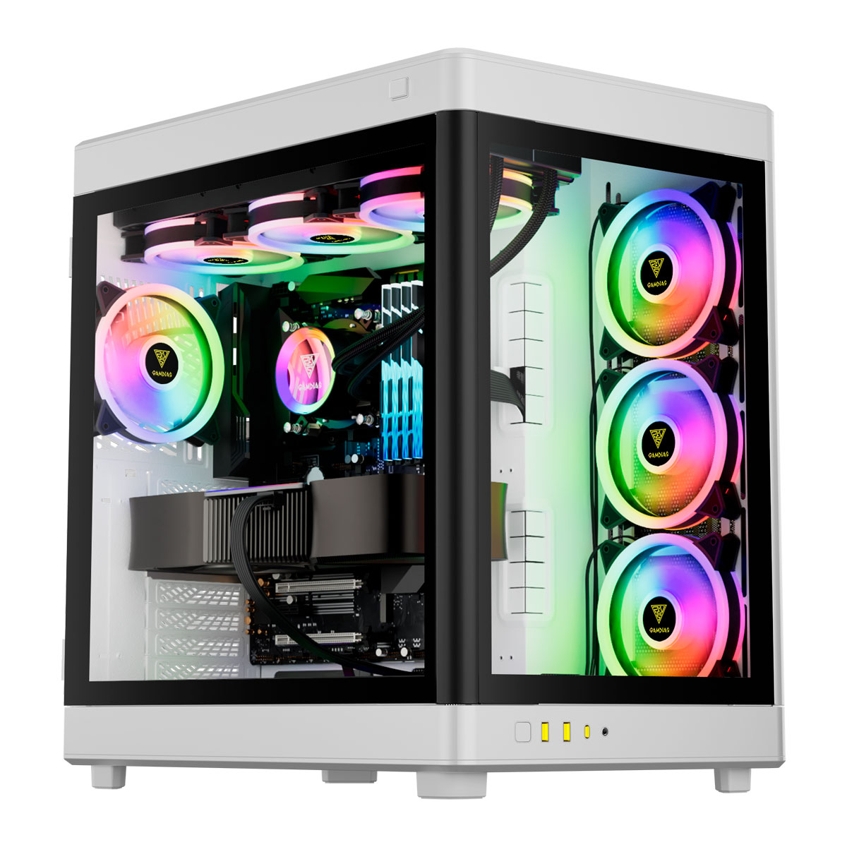 Gabinete Gamer Aquário Gamdias Neso P1W - Vidro Temperado - Design Modular - Horizontal ou Vertical - E-ATX Full Tower - Branco