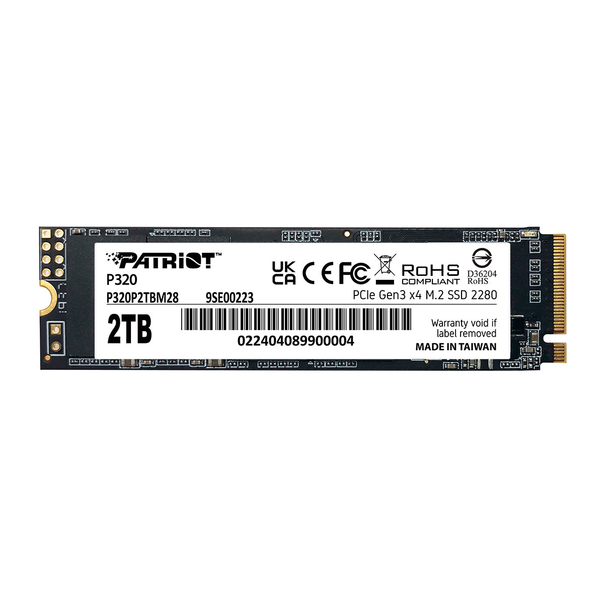 SSD M.2 512GB Patriot P320 - NVMe - Leitura 3000MB/s - Gravação 2200MB/s - P320P512GM28