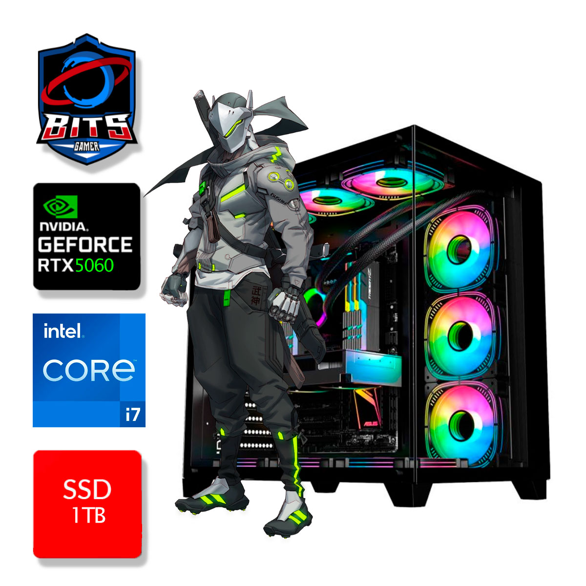 PC Gamer Bits 2025 - Intel i7 12700KF, 32GB, SSD 1TB NVMe, GeForce RTX 5060 8GB - Windows 11 Professional