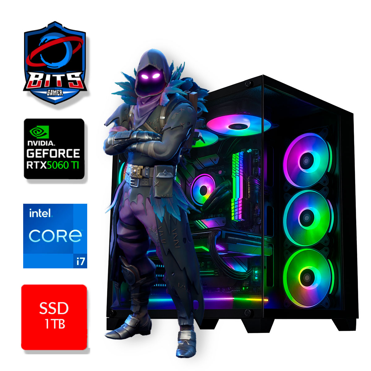 PC Gamer Bits 2025 - Intel i7 12700KF, 32GB, SSD 1TB NVMe, GeForce RTX 5060TI 8GB - Windows 11 Professional