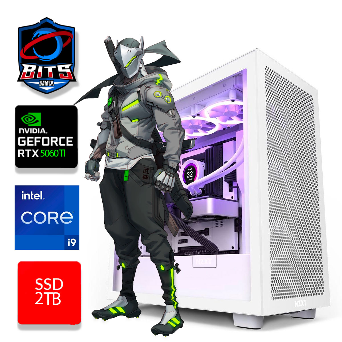 PC Gamer Bits 2025 - Intel i9 13900KF, 32GB, SSD 2TB NVMe, Vídeo GeForce RTX 5060TI 8GB - Windows 11 Professional