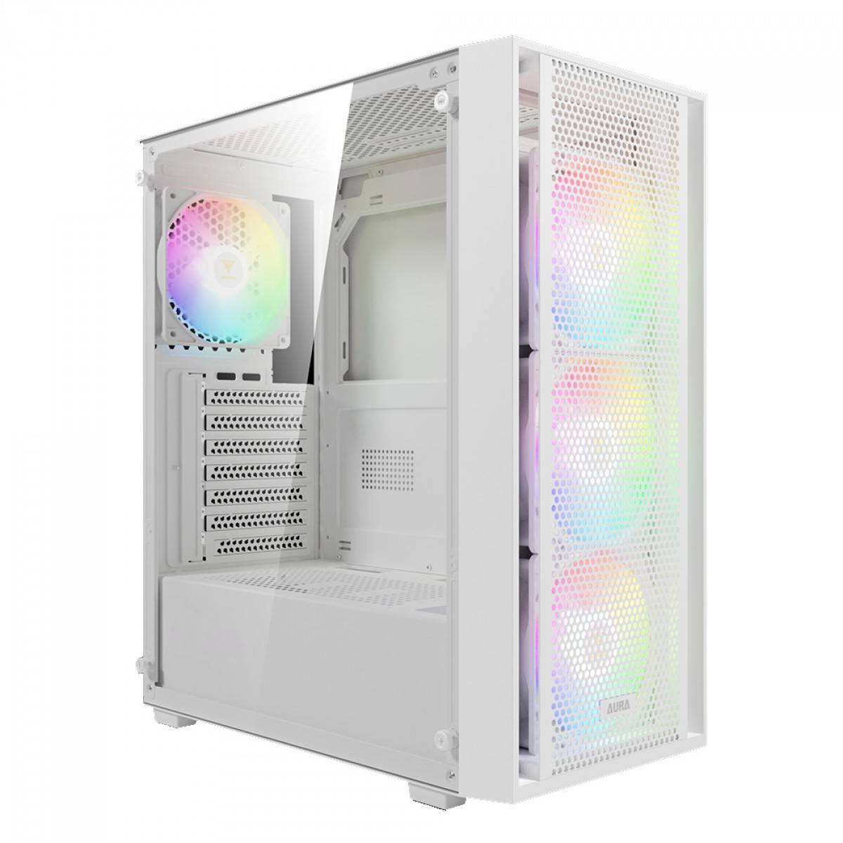 Gabinete Gamer Gamdias Aura GC2 Elite - Vidro temperado - 4 Coolers ARGB Inclusos - Branco