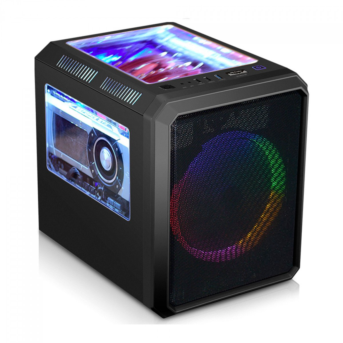 Gabinete Gamer K-Mex Microcraft 03RC - Design Compacto - Fan RGB 200mm Incluso - Micro-ATX - Preto - CG03RCRH003CB0X