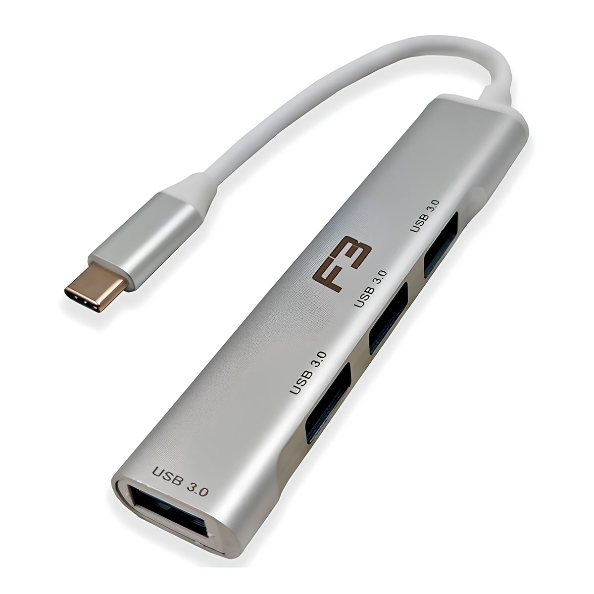 HUB USB-C - 4 Portas USB 3.0 - Prata - F3 JC-TYC-4USB