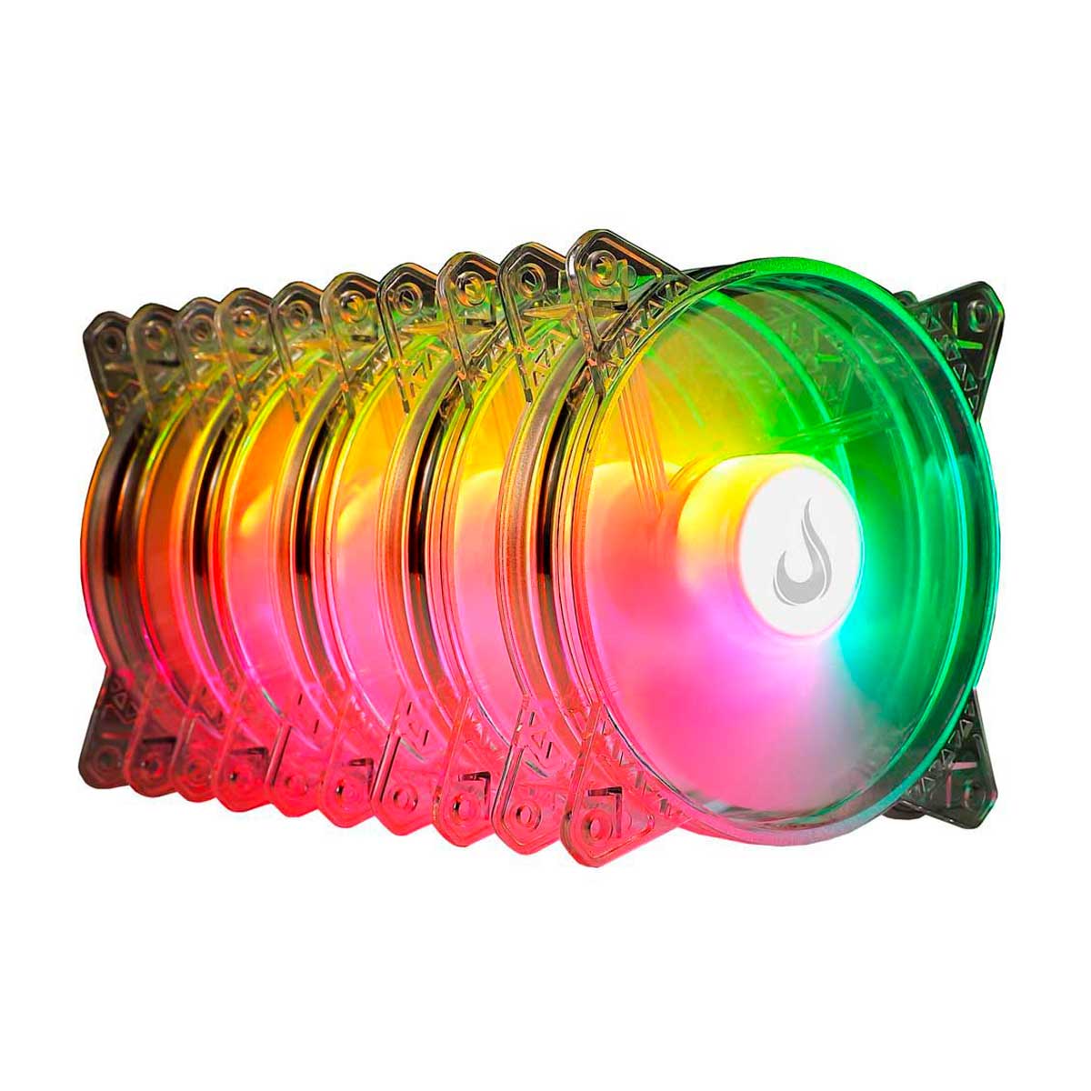 Kit 5 Coolers 120mm Rise Mode Crystal Sound - LED ARGB - Transparente - RM-CS-02-ARGB