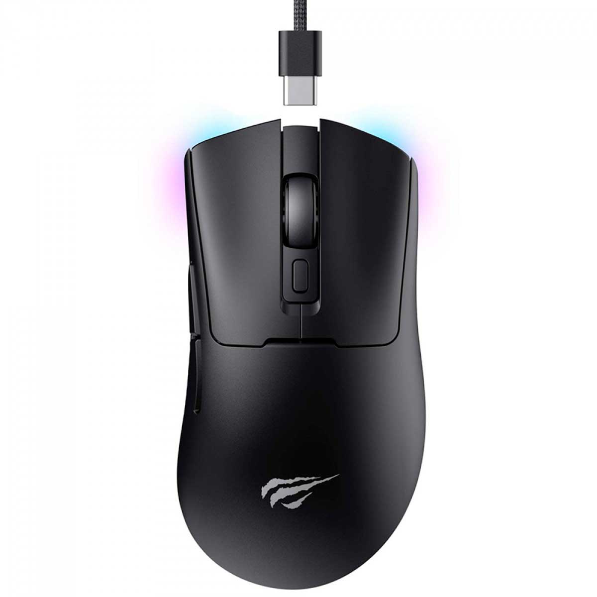 Mouse Gamer Sem Fio Havit MS966WB - Sensor Pixart 12000dpi - LED RGB - Bluetooth / USB / 2.4GHz - Preto - HVMS-MS966WB-BK