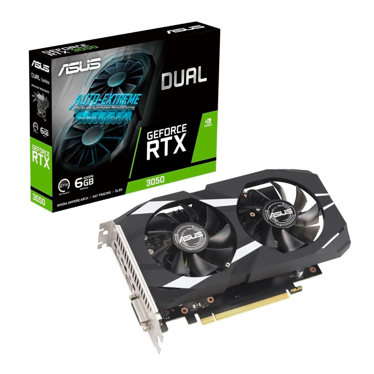Placa de Vídeo GeForce RTX 3050 6GB GDDR6 96bits - Dual - Asus - 90YV0K61-M0NA00