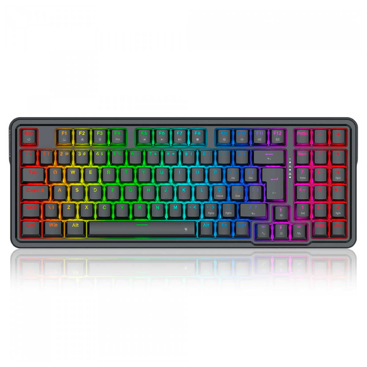 Teclado Mecânico Gamer Redragon Glória - ABNT2 - RGB Chroma Mark II - Switch Brown - Formato 98% - Preto - K664-RGB (PT-BROWN)