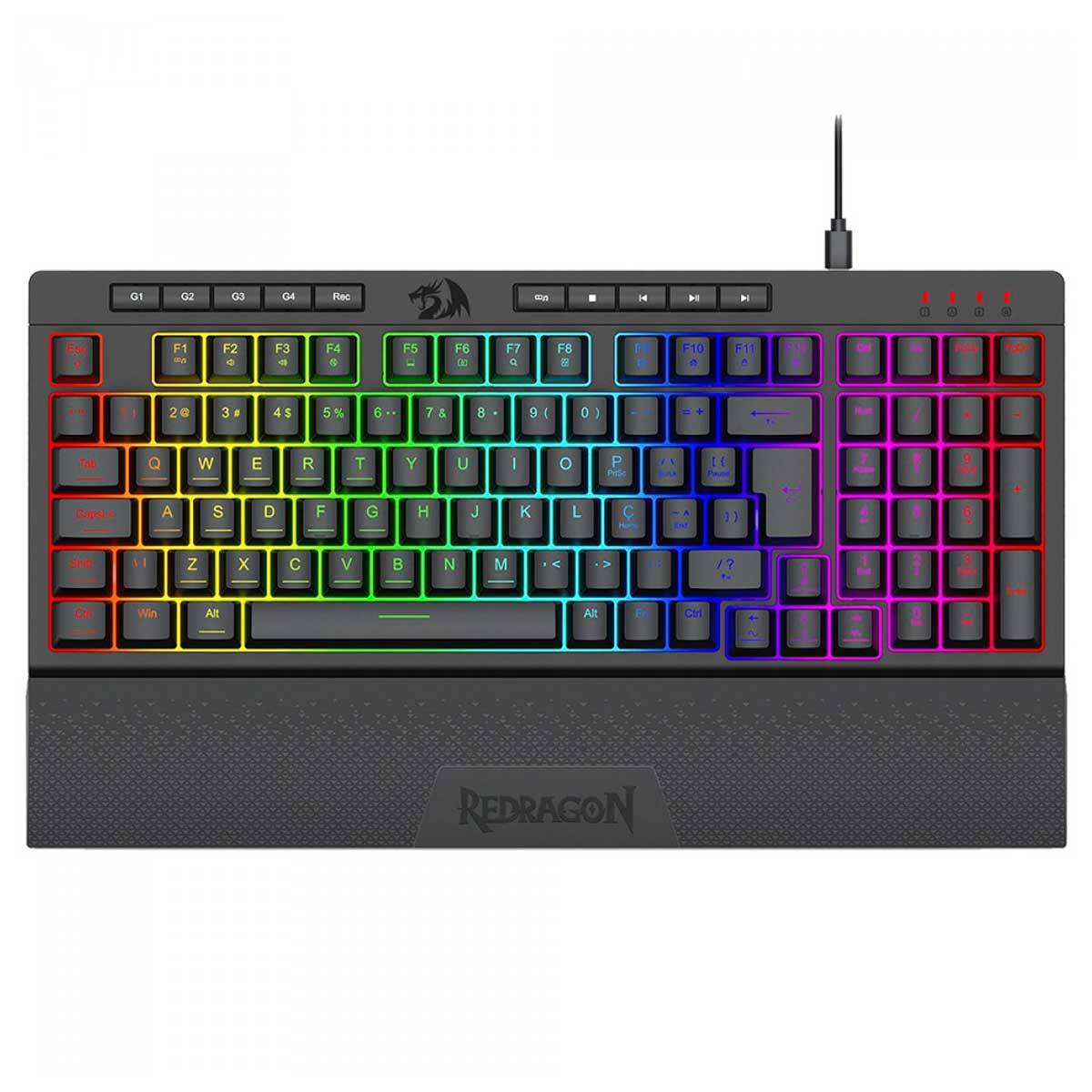 Teclado Gamer Redragon Shiva 98 - ABNT2 - Iluminação RGB - Apoio de Pulso - Preto - K515-RGB PT