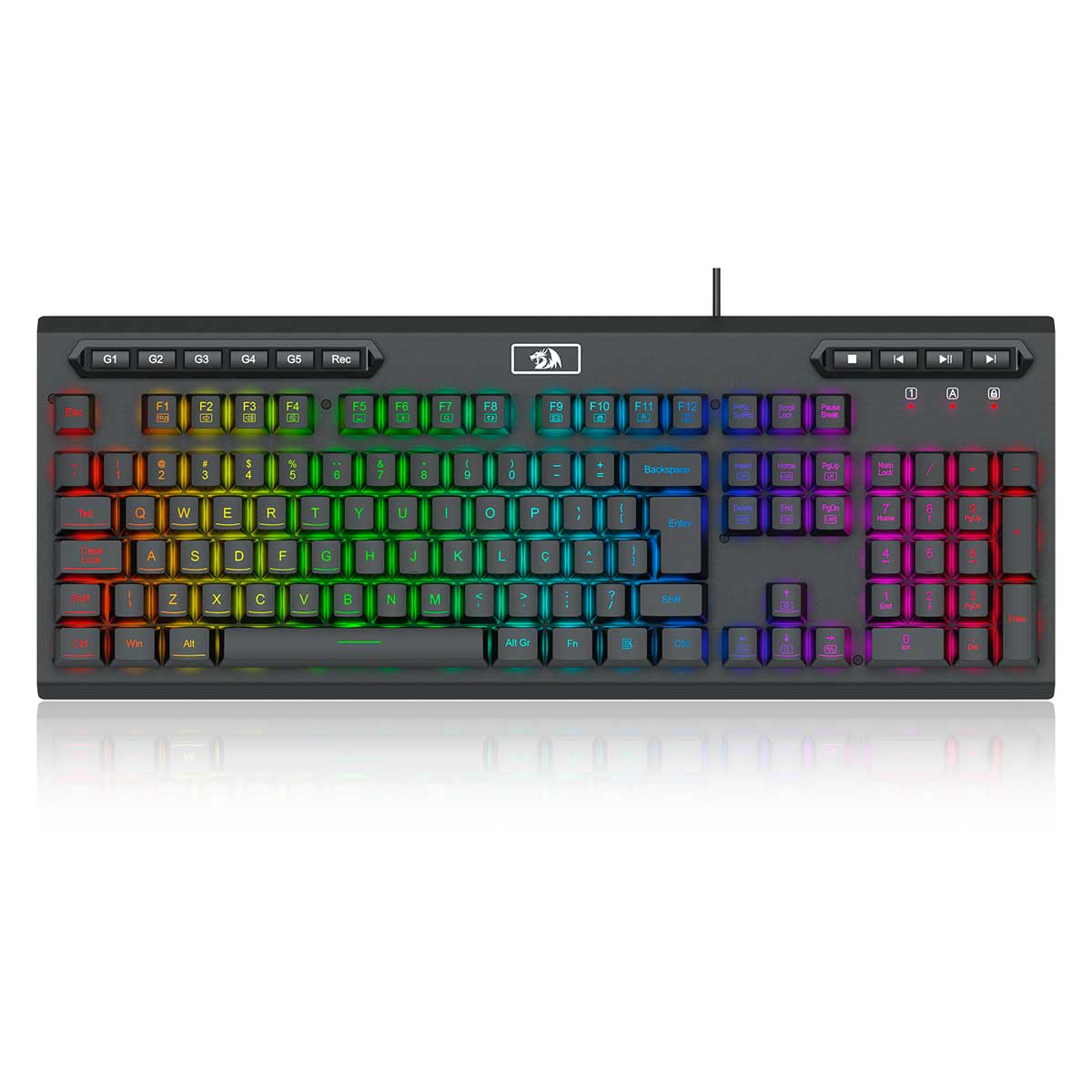 Teclado Gamer Redragon Aditya - ABNT2 - Iluminação RGB - Full Size - Preto - K513-RGB PT