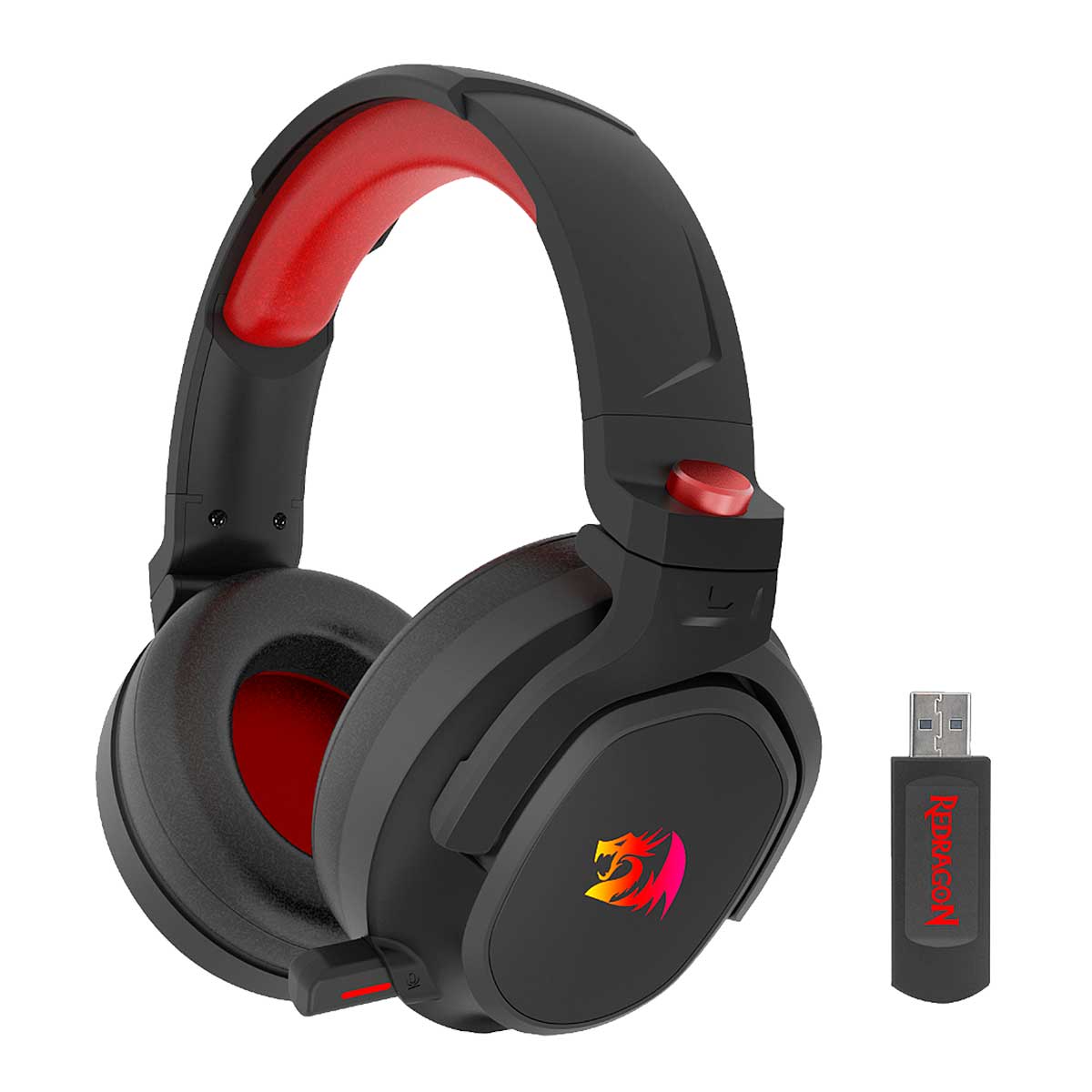 Headset Gamer sem Fio Redragon Nomem Pro - Drivers 50mm - Bluetooth ou 2.4GHz - Sorround 7.1 - RGB - Preto - H838-PRO