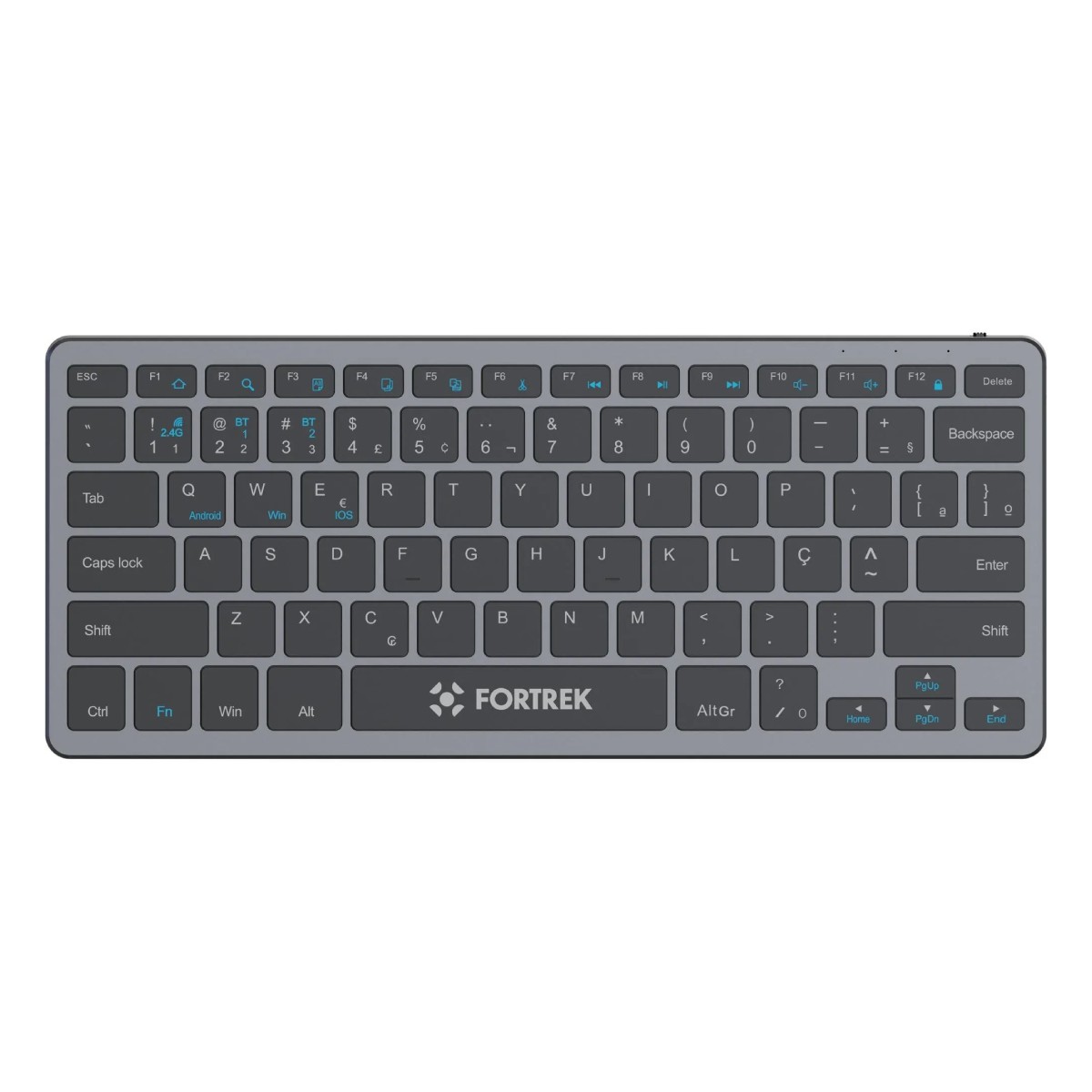 Teclado sem Fio Fortrek Office KB11 - Bluetooth ou 2.4GHz - ABNT2 - Formato TKL - Cinza - 84454