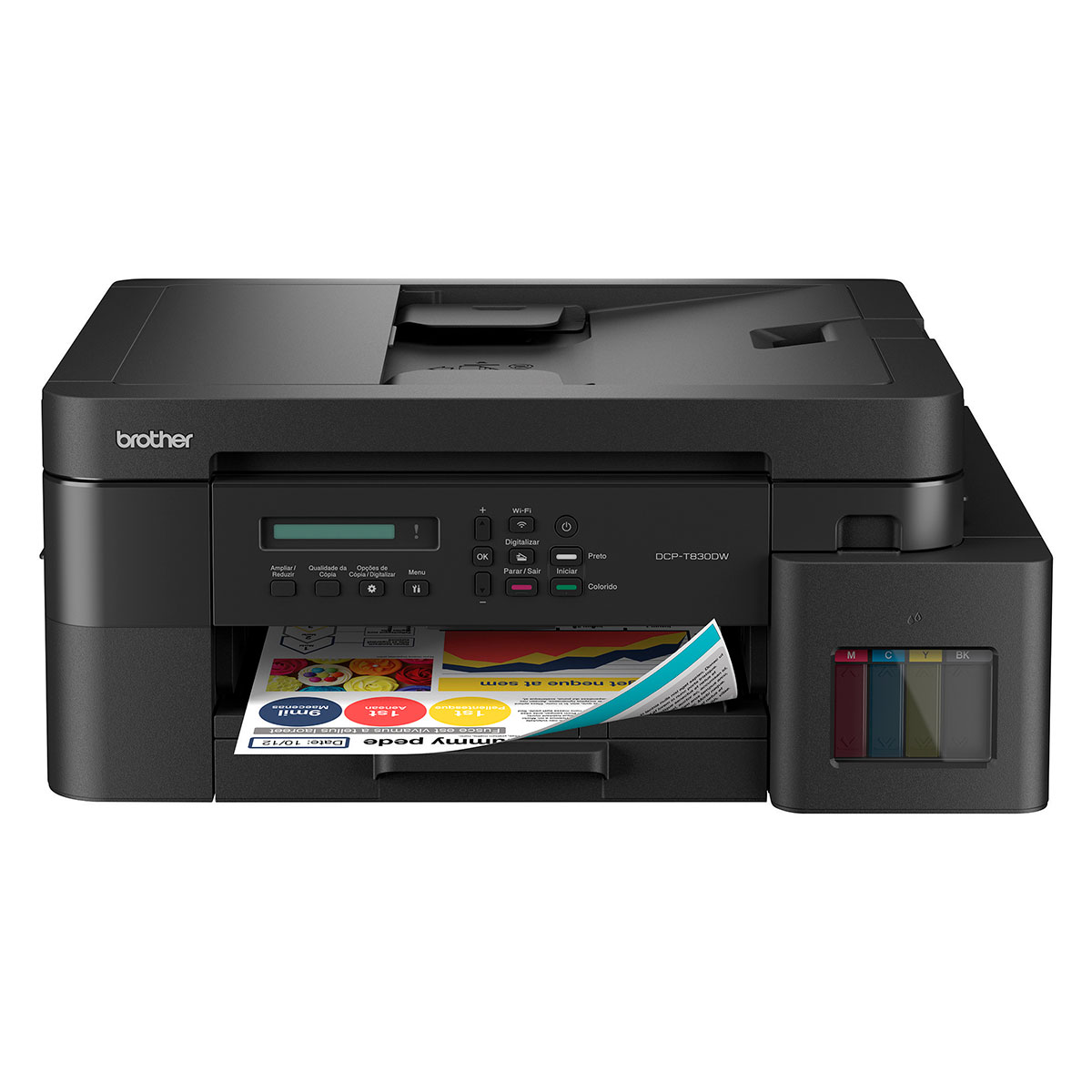 Multifuncional Brother Tanque de Tinta InkBenefit DCP-T830DW - Duplex Frente e Verso - USB, Ethernet, Wi-Fi - Imprime via Celular - Impressora, Copiadora e Scanner