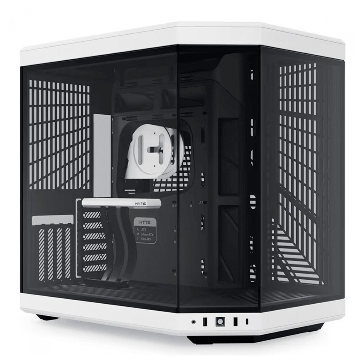 Gabinete Gamer Aquário Hyte Y70 - Até 10 Fans - Cabo Riser Incluso - E-ATX - Preto e Branco - CS-HYTE-Y70-BW