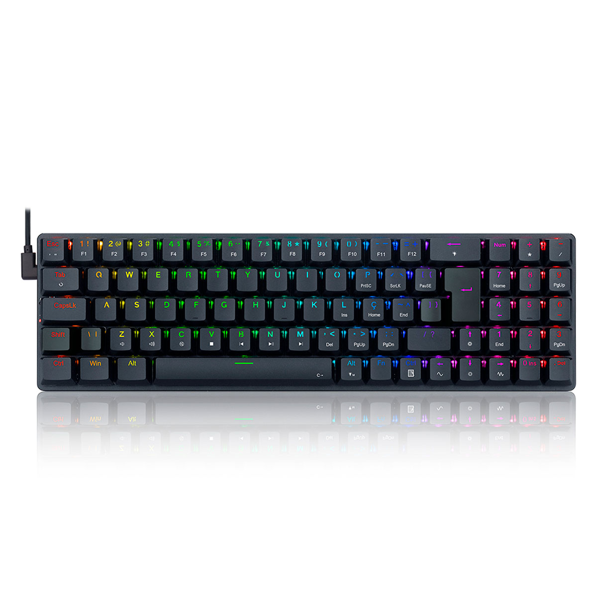 Teclado Mecânico Gamer Redragon Ashe - ABNT2 - RGB - Switch Blue - Preto - K626-KB-B
