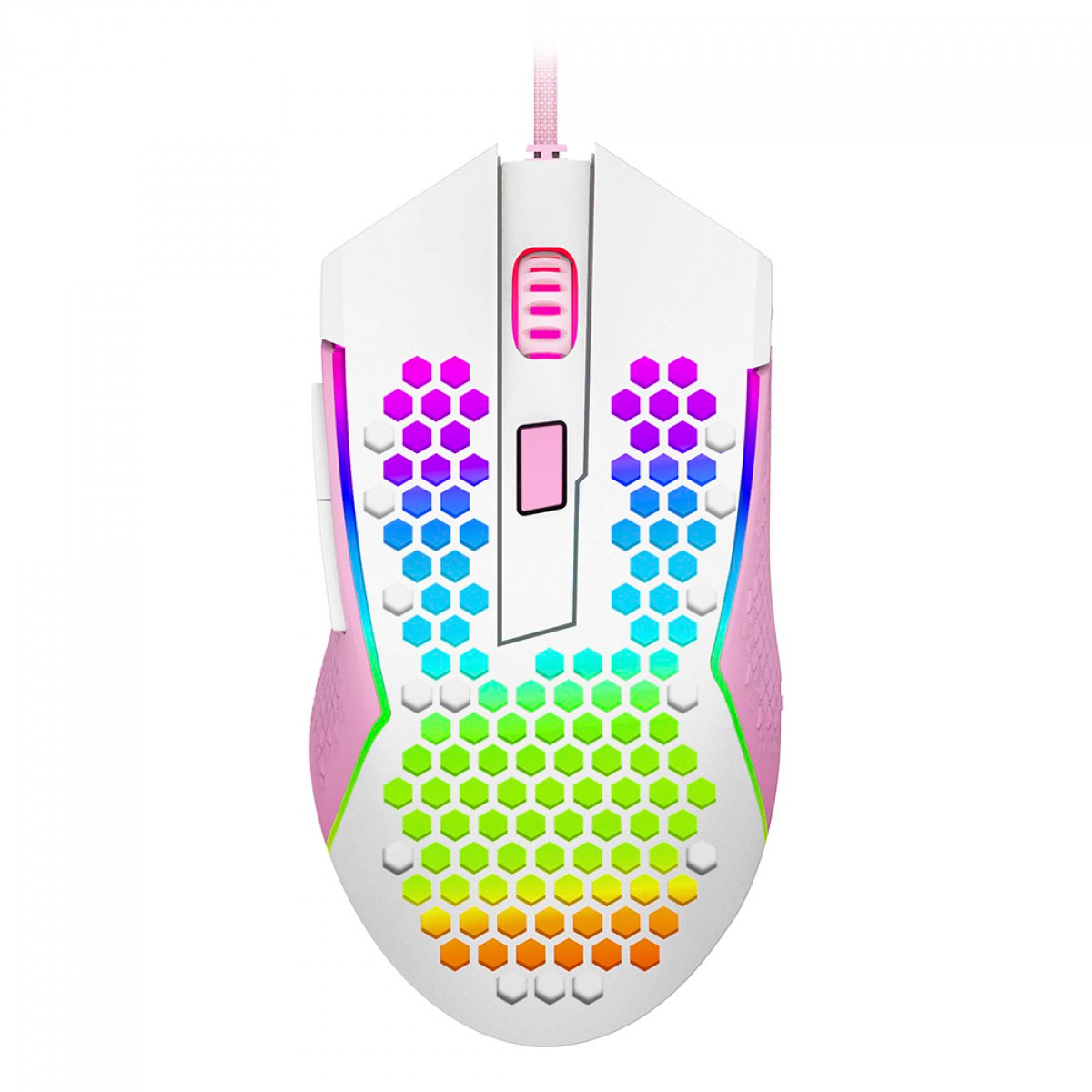 Mouse Gamer Redragon Reaping Elite - 32000dpi - Sensor PWM3389 - Branco e Rosa - M987WP-P