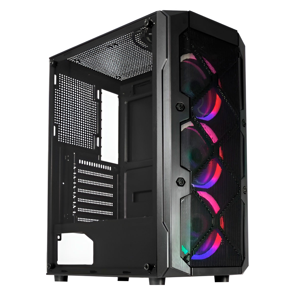 Gabinete Gamer K-Mex 02C5 - Vidro Temperado - 3 Coolers Inclusos - ATX - Preto - CG02C5RH0010B0X