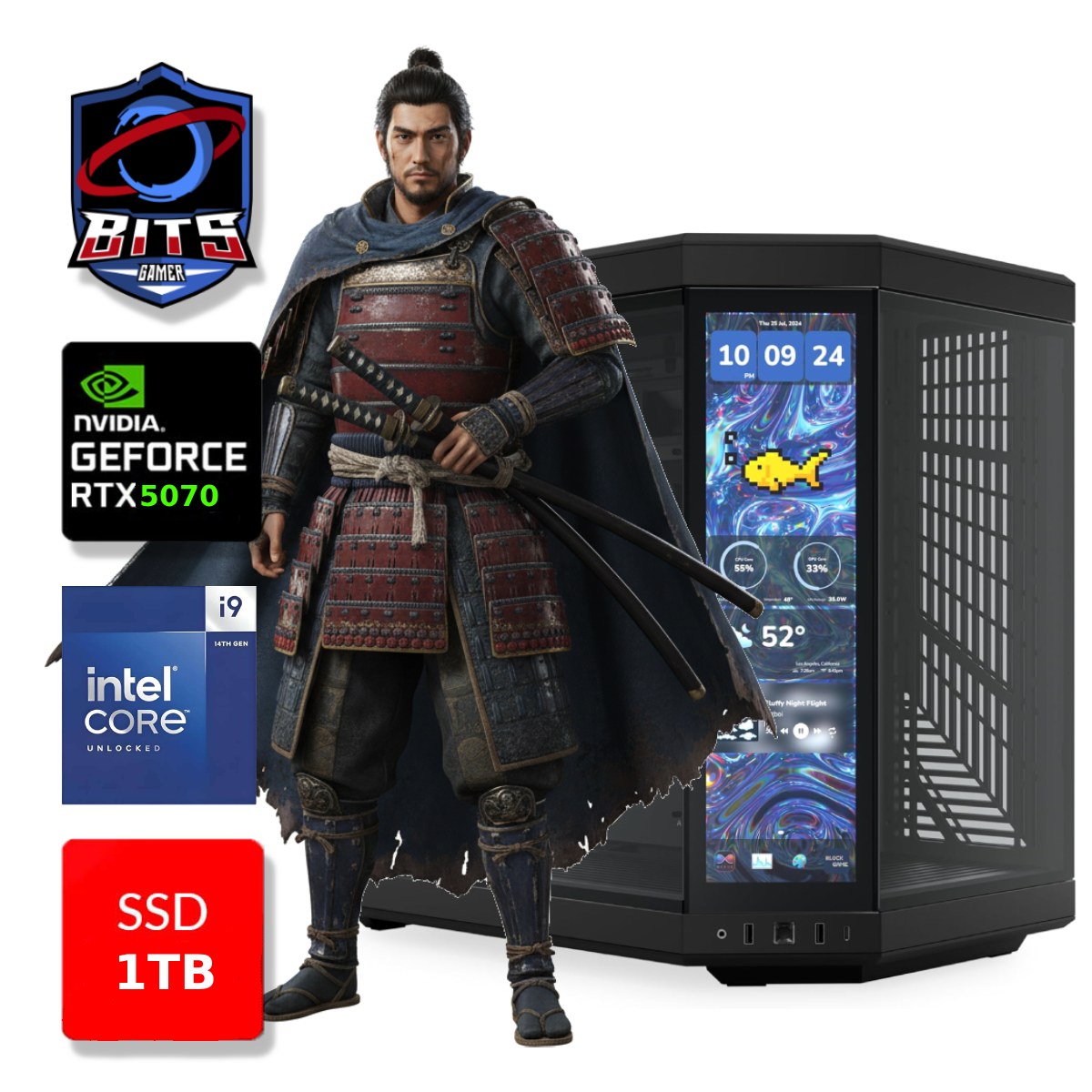 PC Gamer Bits 2026 - Intel i9 14900K, 32GB, SSD 1TB NVMe, Vídeo GeForce RTX 5070 12GB - Windows 11 Professional