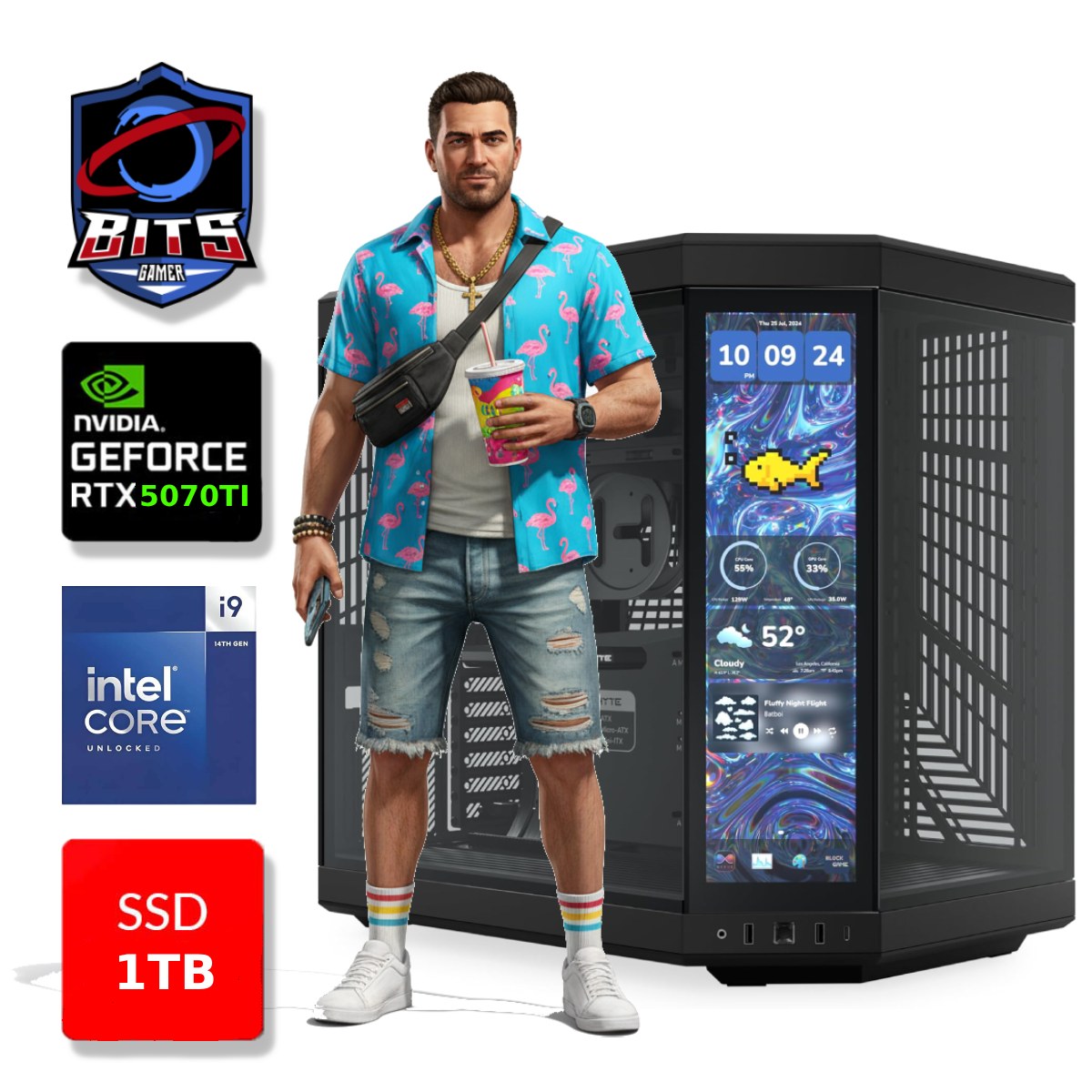 PC Gamer Bits 2026 - Intel i9 14900K, 32GB, SSD 1TB NVMe, Vídeo GeForce RTX 5070TI 16GB - Windows 11 Professional