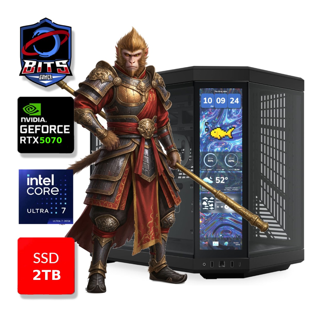 PC Gamer Bits 2026 - Intel Ultra 7 265k, 64GB, SSD 2TB NVMe, Vídeo GeForce RTX 5070 12GB - Windows 11 Professional
