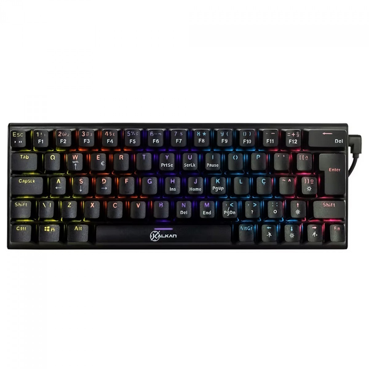 Teclado Mecânico Gamer Kalkan Loki - ABNT2 - Formato 60% - Rainbow - Switch Kalkan Brown - KLK00015