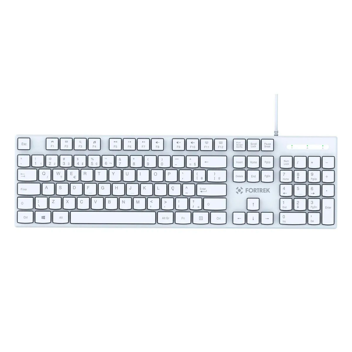 Teclado USB Fortrek K15 White - ABNT2 - Teclas de Perfil Baixo - Branco - 84953