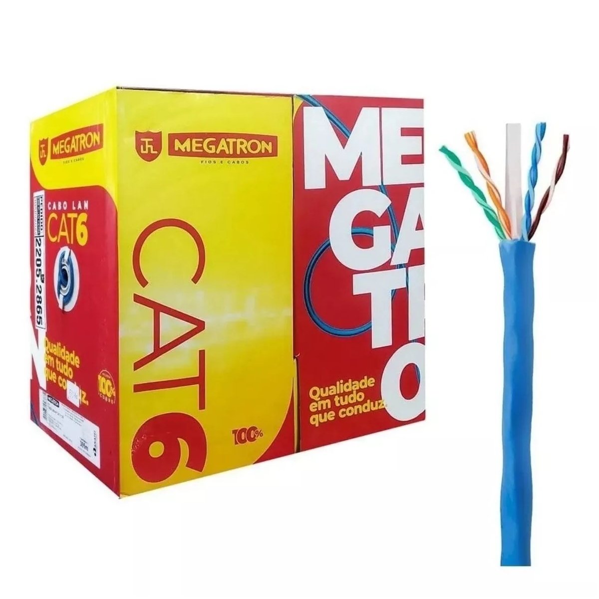 Caixa de Cabo UTP Cat 6 para rede - Megatron - Homologado - 305 metros - Azul
