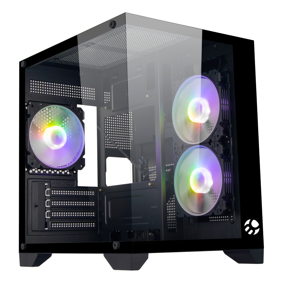 Gabinete Gamer Aquário Bluecase BG-052BBX Soul Pro - Vidro Temperado - Micro ATX - 3 Coolers ARGB Inclusos - Preto