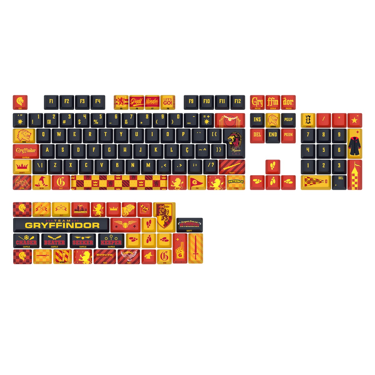 Kit de Keycaps Redragon Harry Potter Grifinória - PBT Dye Sub - 136 Teclas - HP-944