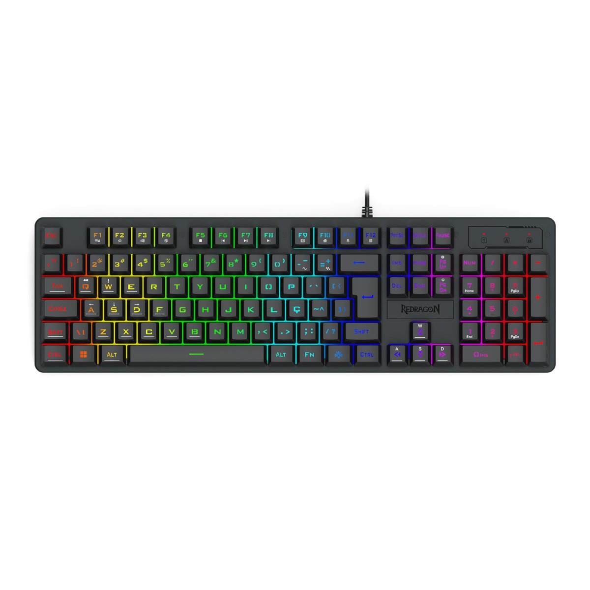 Teclado Gamer Redragon Netherbane - ABNT2 - Iluminação Rainbow - Preto - K521-R