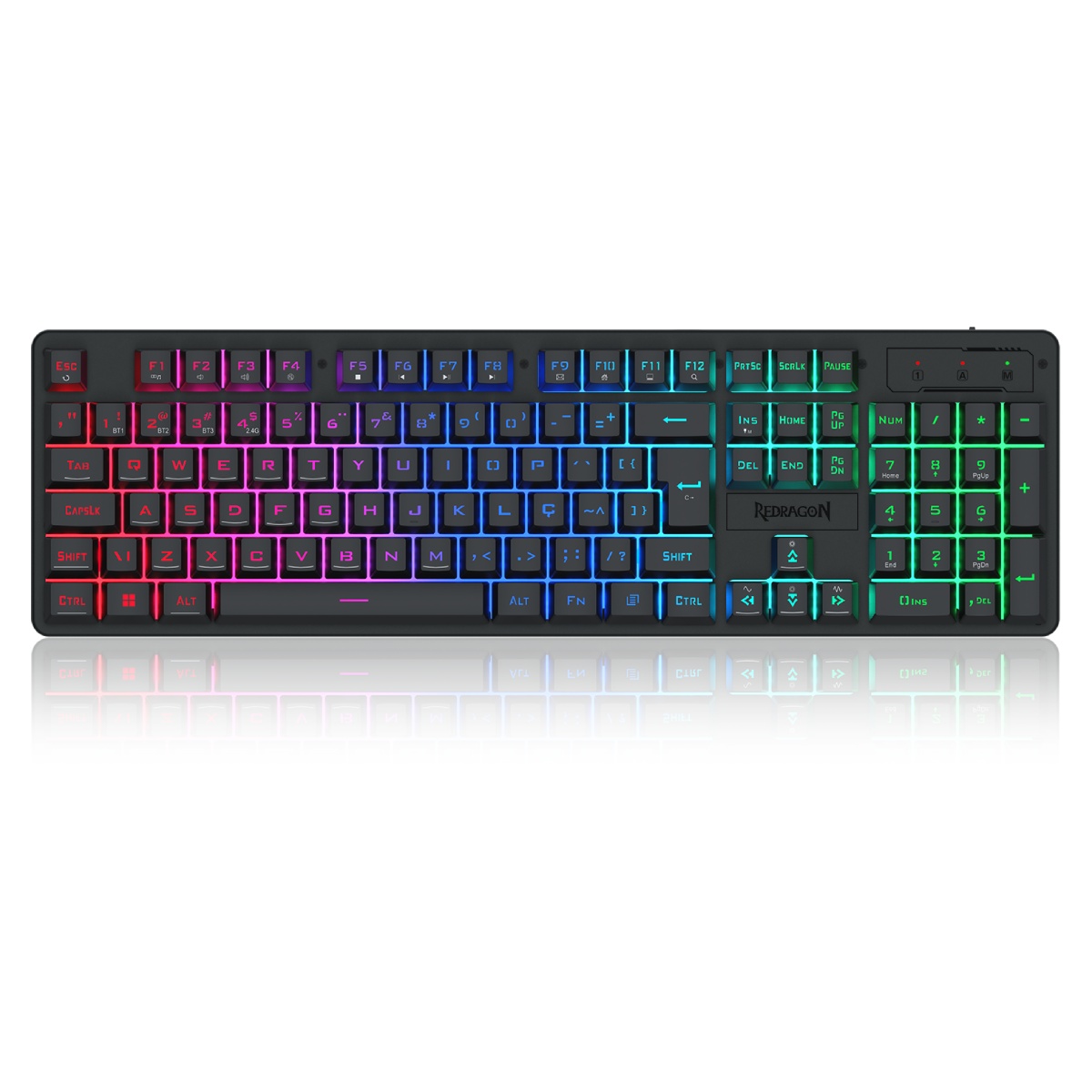 Teclado Gamer sem Fio Redragon Netherbane PRO - ABNT2 - RGB - USB-C, 2.4GHz e Bluetooth - Preto - K521RGB-KS PT
