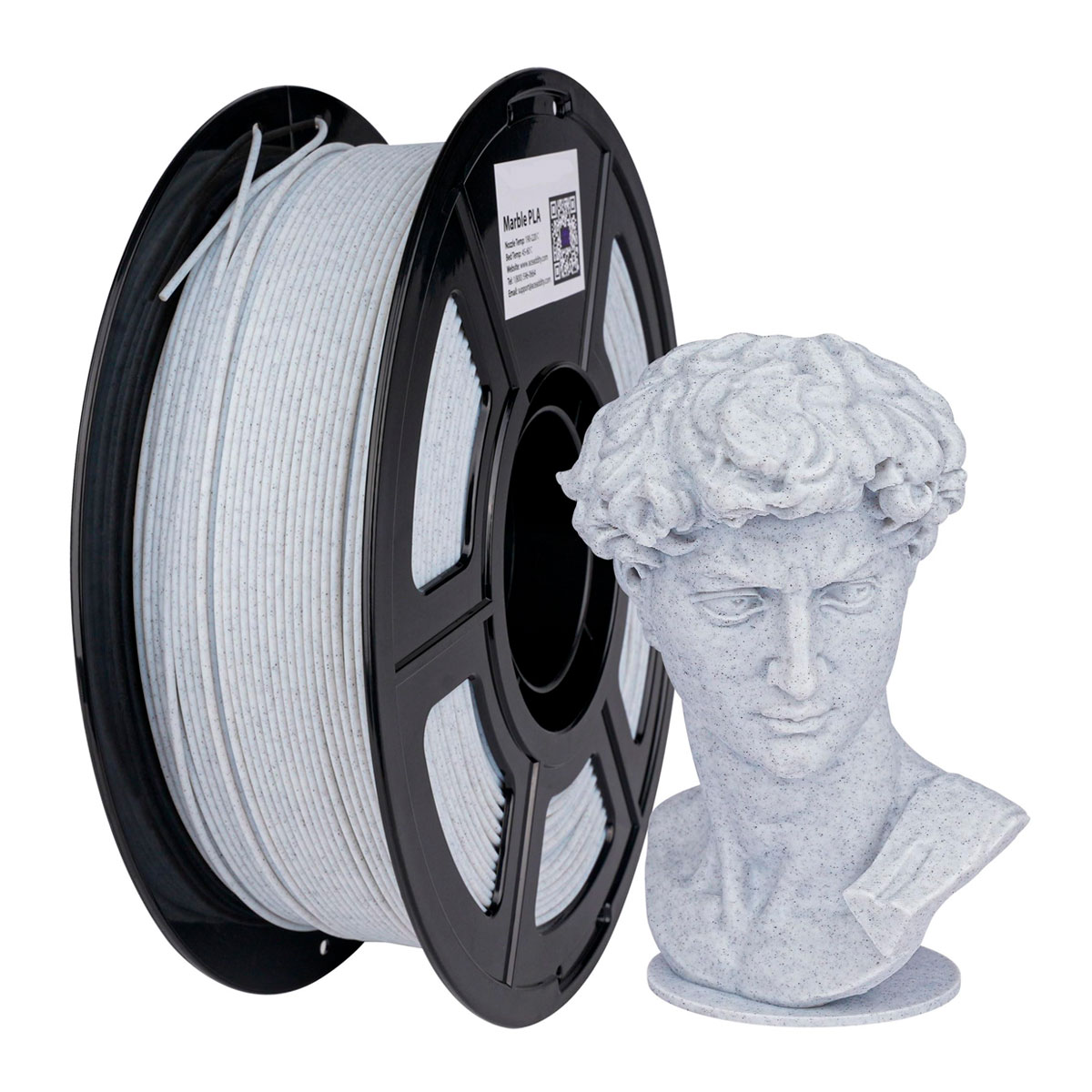 Filamento para Impressora 3D - PLA - Marmore Branco - 1Kg - 1,75mm - 3D Fila PLA601753