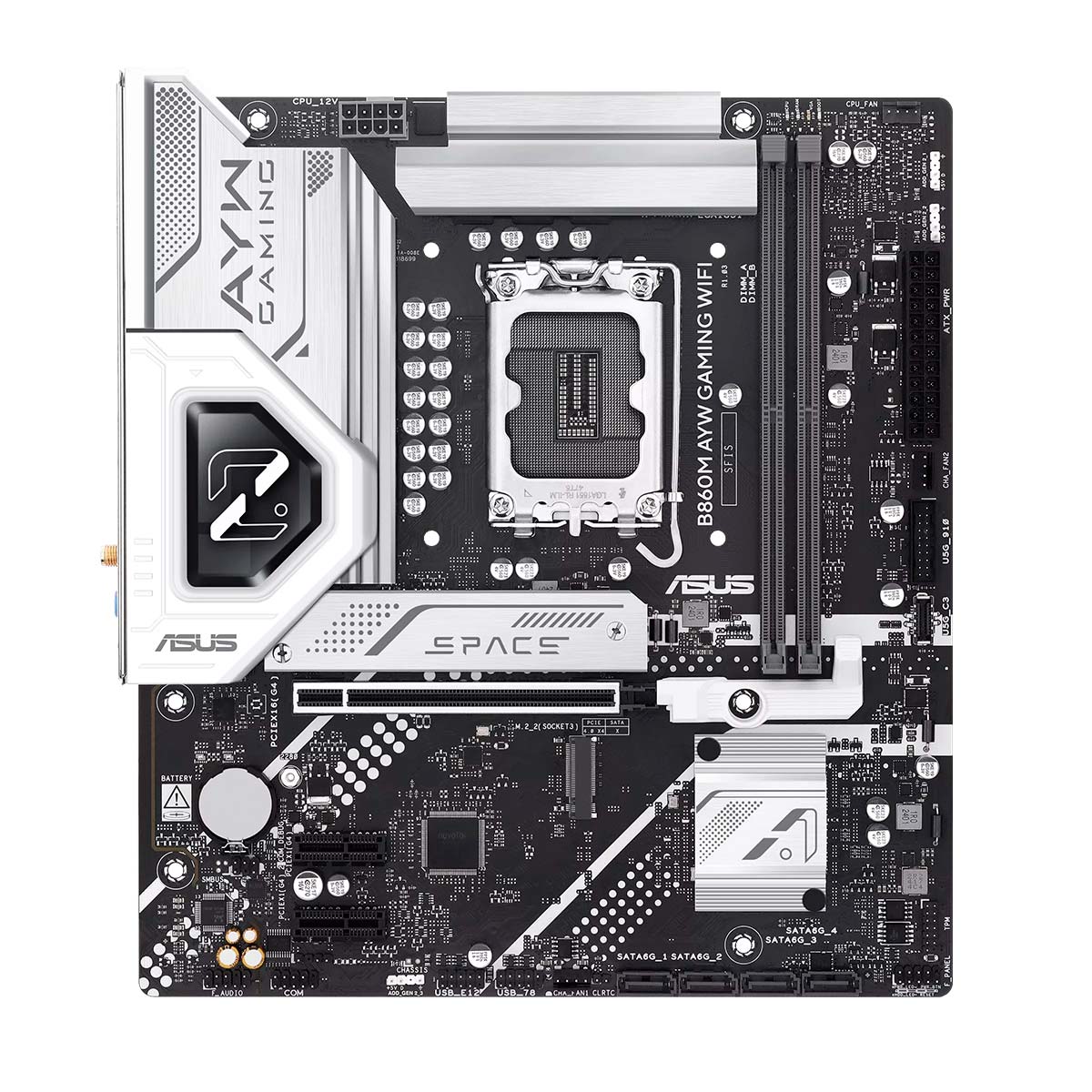 Placa Mãe Asus B860M AYW Gaming Wi-Fi - (LGA 1851 - DDR5 8800) - Chipset B860M - Wi-Fi 6 - Micro-ATX - 90MB1JS0-M0EAY0