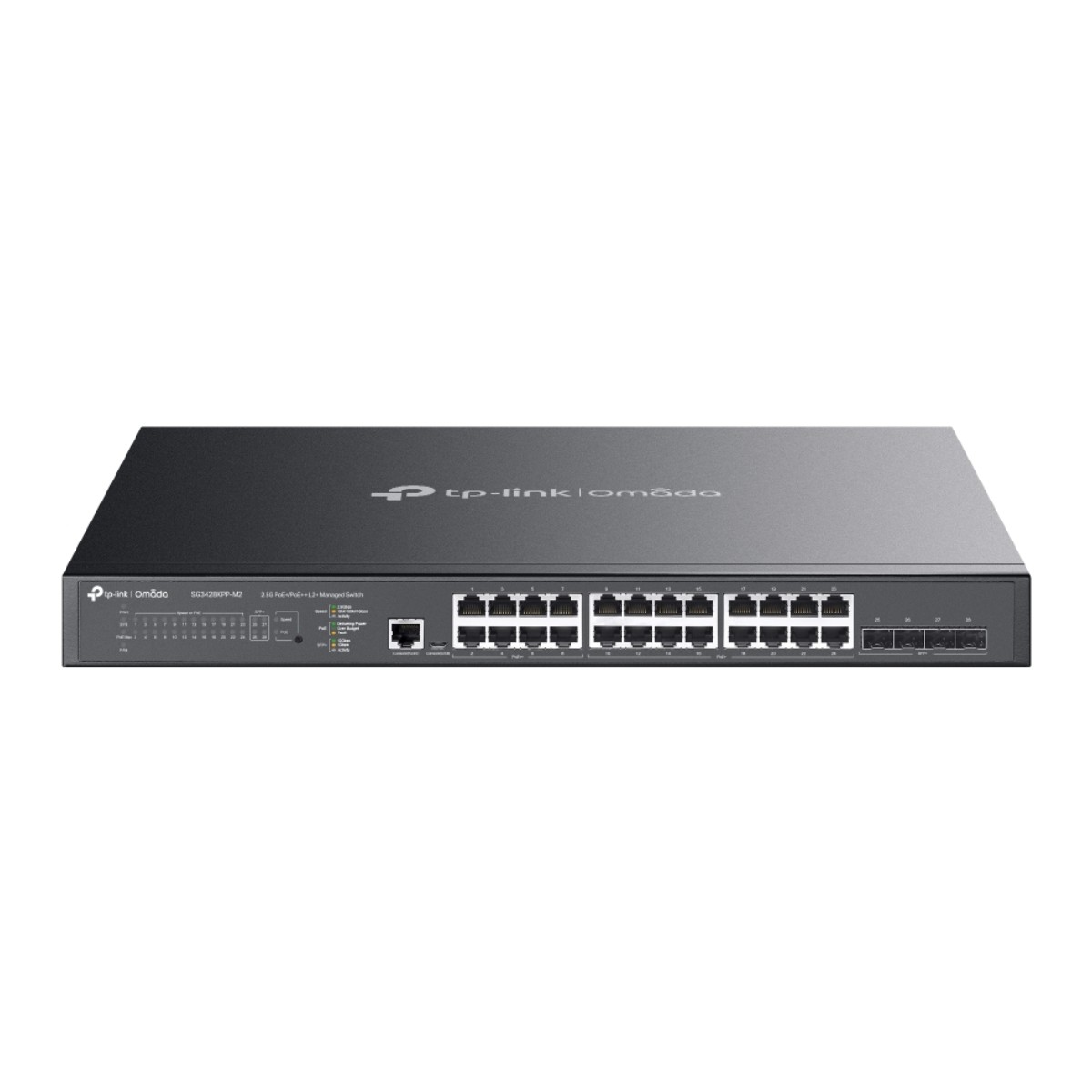 Switch 24 portas TP-Link SG-3428XPP-M2 - 2.5Gbps PoE+ - 8 portas PoE++ - 4 Slots 10Gbps SFP+ - Gerenciável L2+