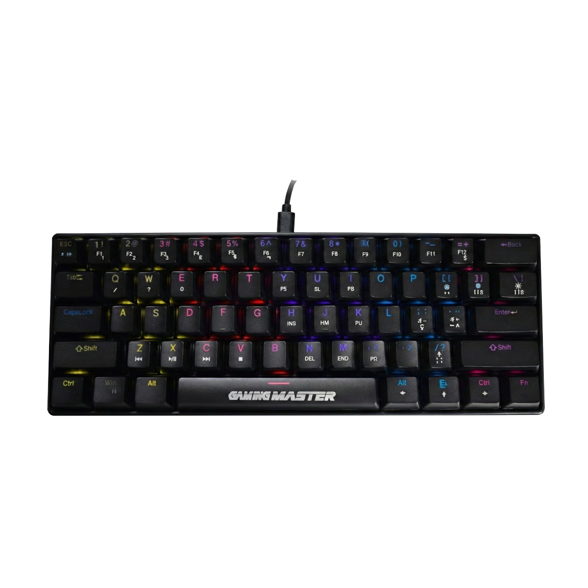 Teclado Mecânico Gamer K-Mex Spectra Fury - TKL - ABNT2 - Retroiluminado - Formato 60% - Switch Blue - Preto - KBL888U0001CB0X