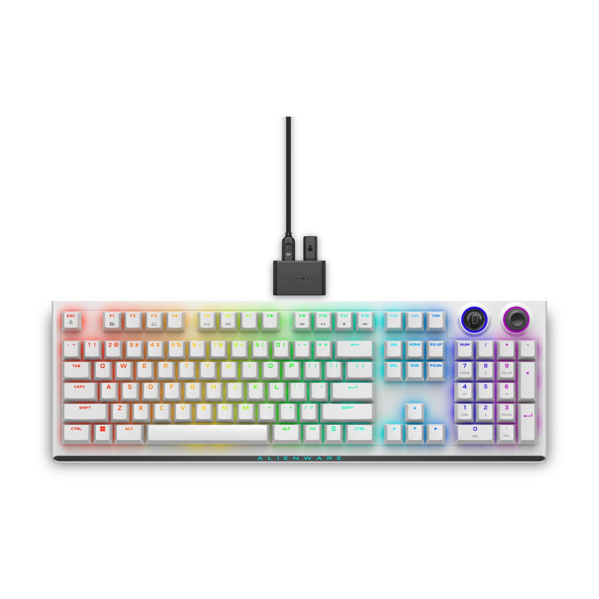 Teclado Mecânico Gamer sem fio Dell Alienware Lunar Light - Padrão US - Bluetooth ou 2.4GHz - Iluminação RGB - Switch Red MX - AW920K-W-WW
