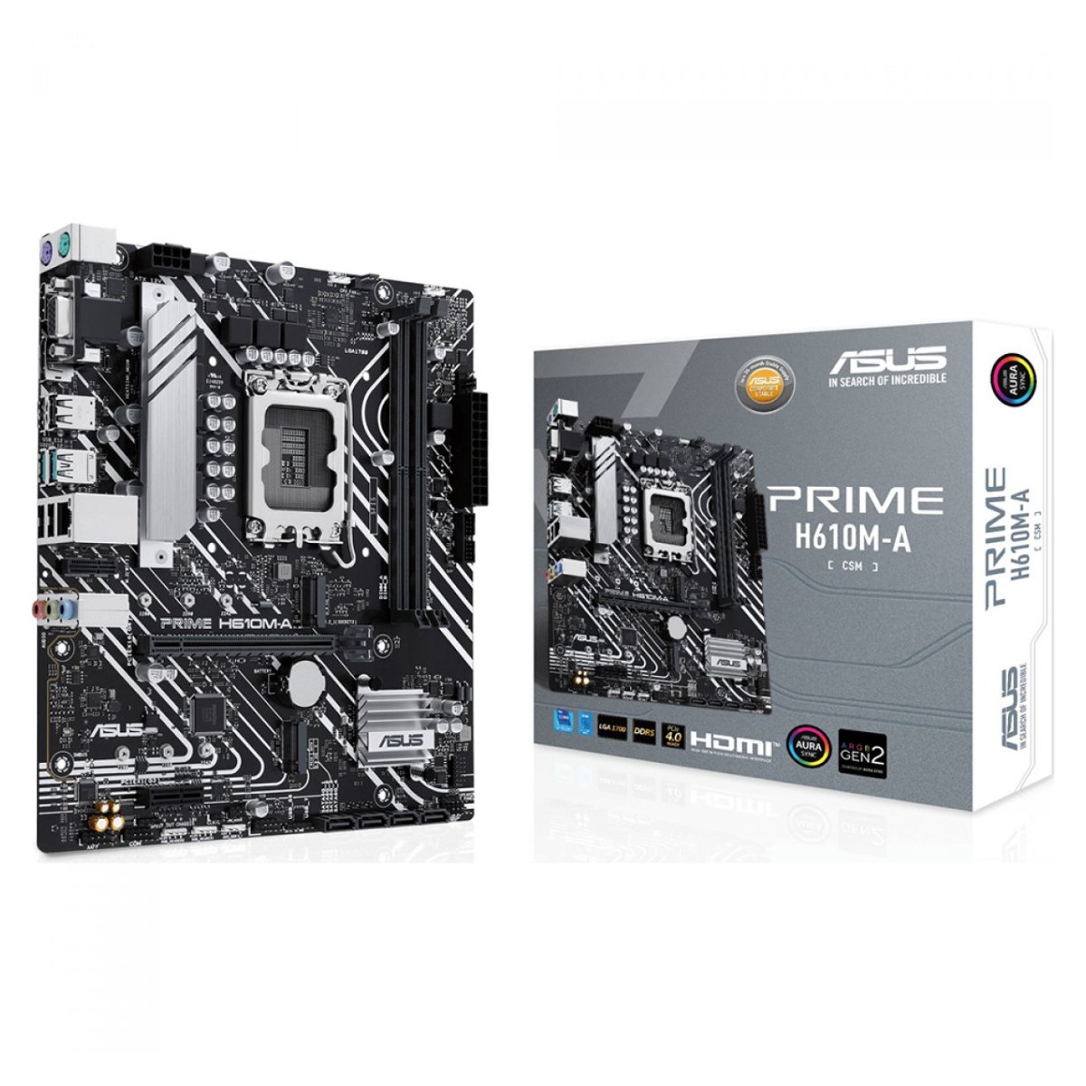 Placa Mãe Asus Prime H610M-R (LGA 1700 - DDR5 5600) - Chipset Intel H610M - USB 3.2 - Slot M.2 - Micro ATX - 90MB1GL0-M0EAY0