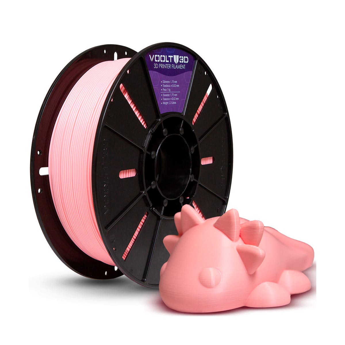 Filamento para Impressora 3D - PLA - Rosa Bebe Solido - 1kg - 1,75mm - Voolt3D PL-RS-BB-1
